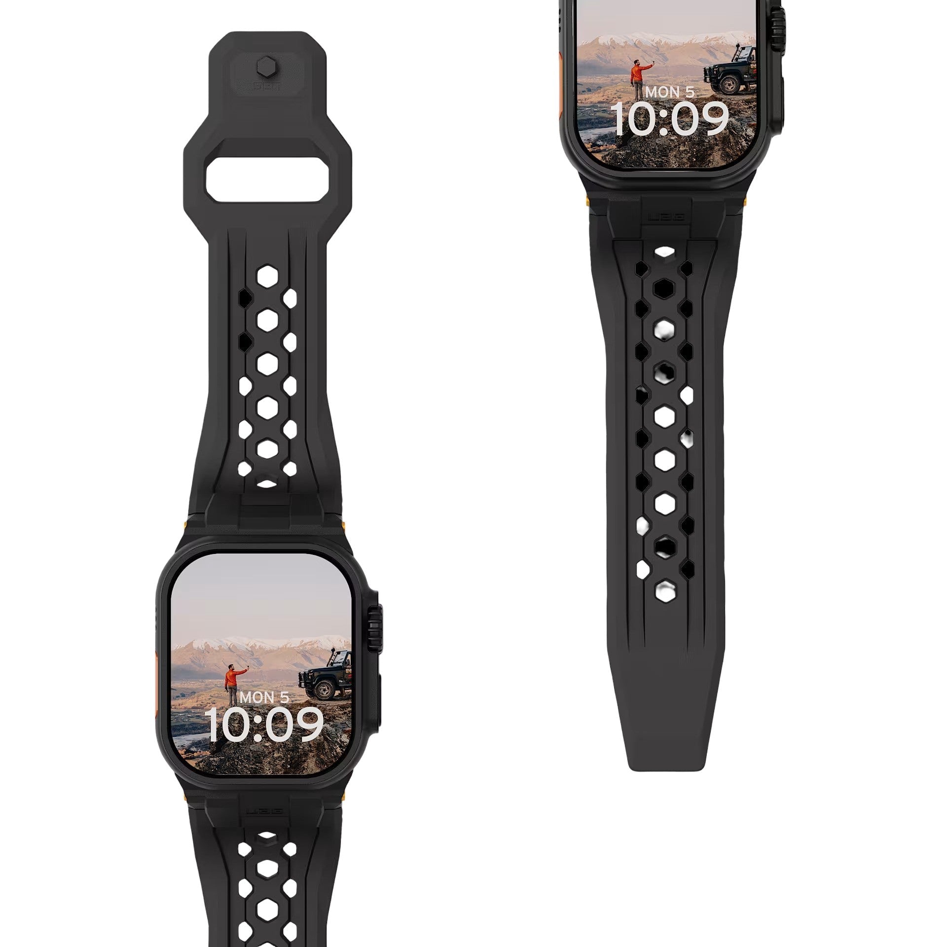 Perforated silicone strap for Apple Watch, outdoor design, metal connectors, Serdak model