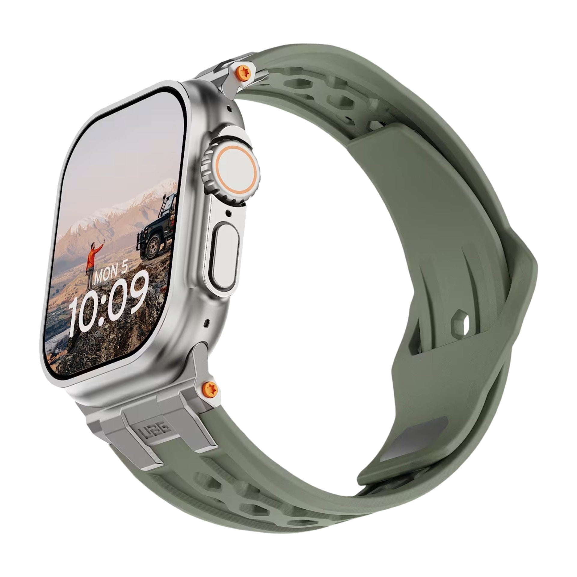Perforated silicone strap for Apple Watch, outdoor design, metal connectors, Serdak model