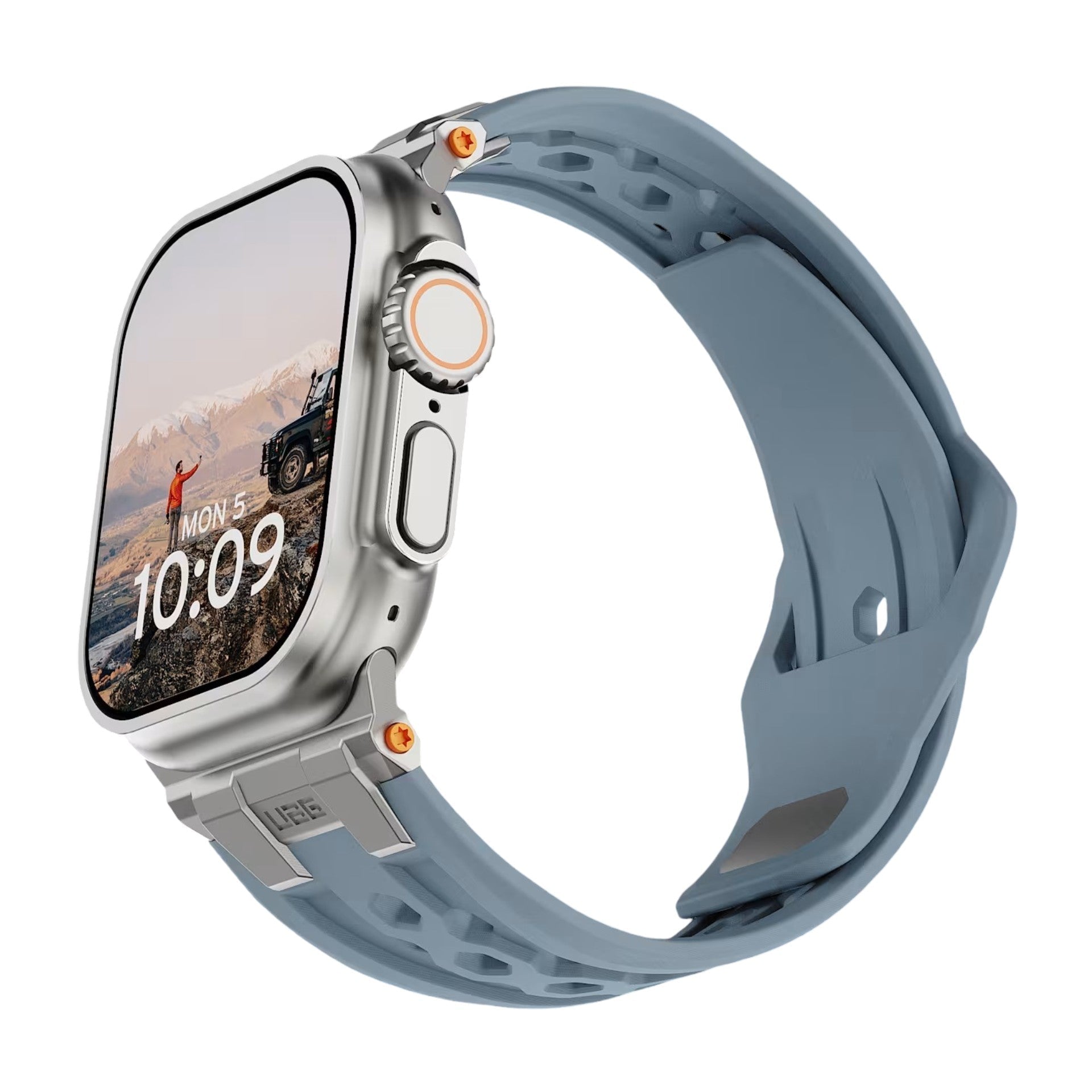 Perforated silicone strap for Apple Watch, outdoor design, metal connectors, Serdak model