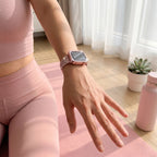 Apple Watch bracelet and case in stainless steel, links set with rhinestones, for women, Fida model