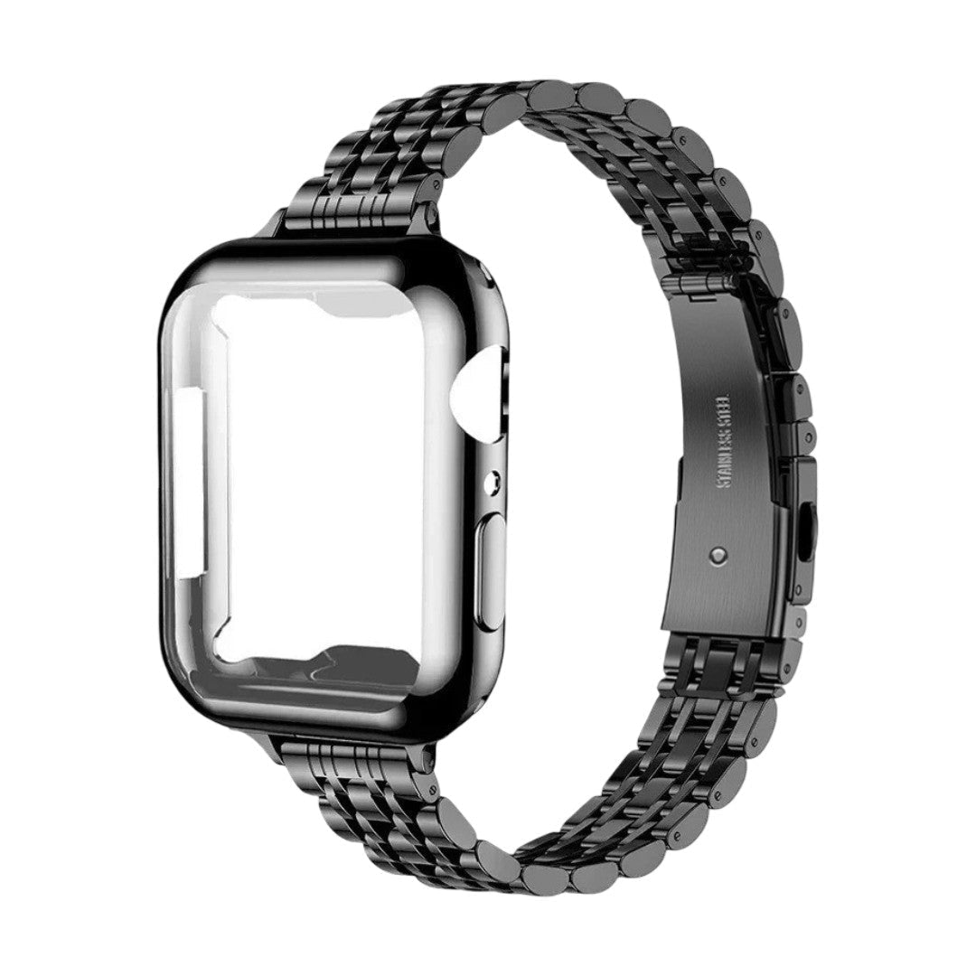 Apple Watch bracelet in stainless steel, five-row mesh with integrated case, Payda model
