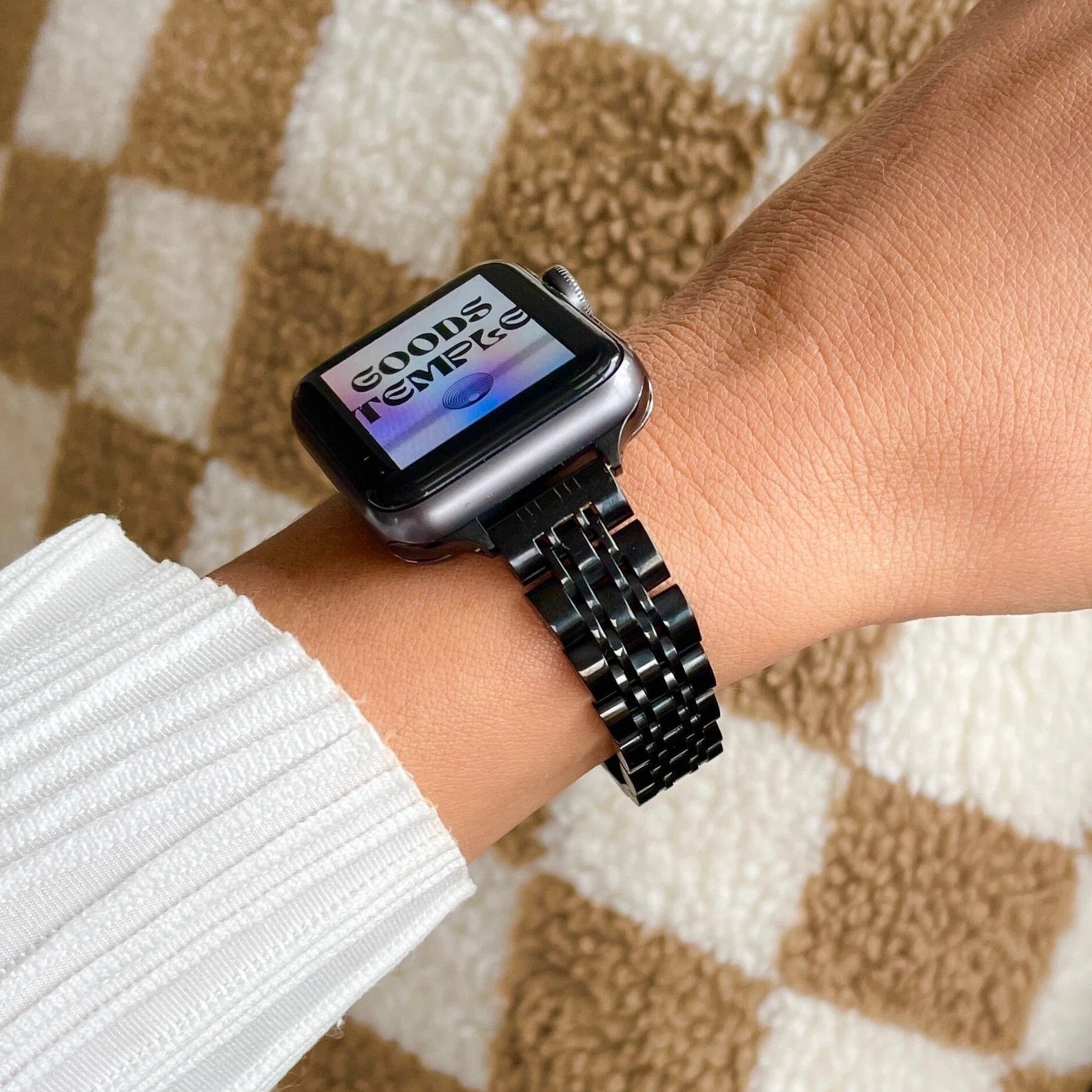 Apple Watch bracelet in stainless steel, five-row mesh with integrated case, Payda model