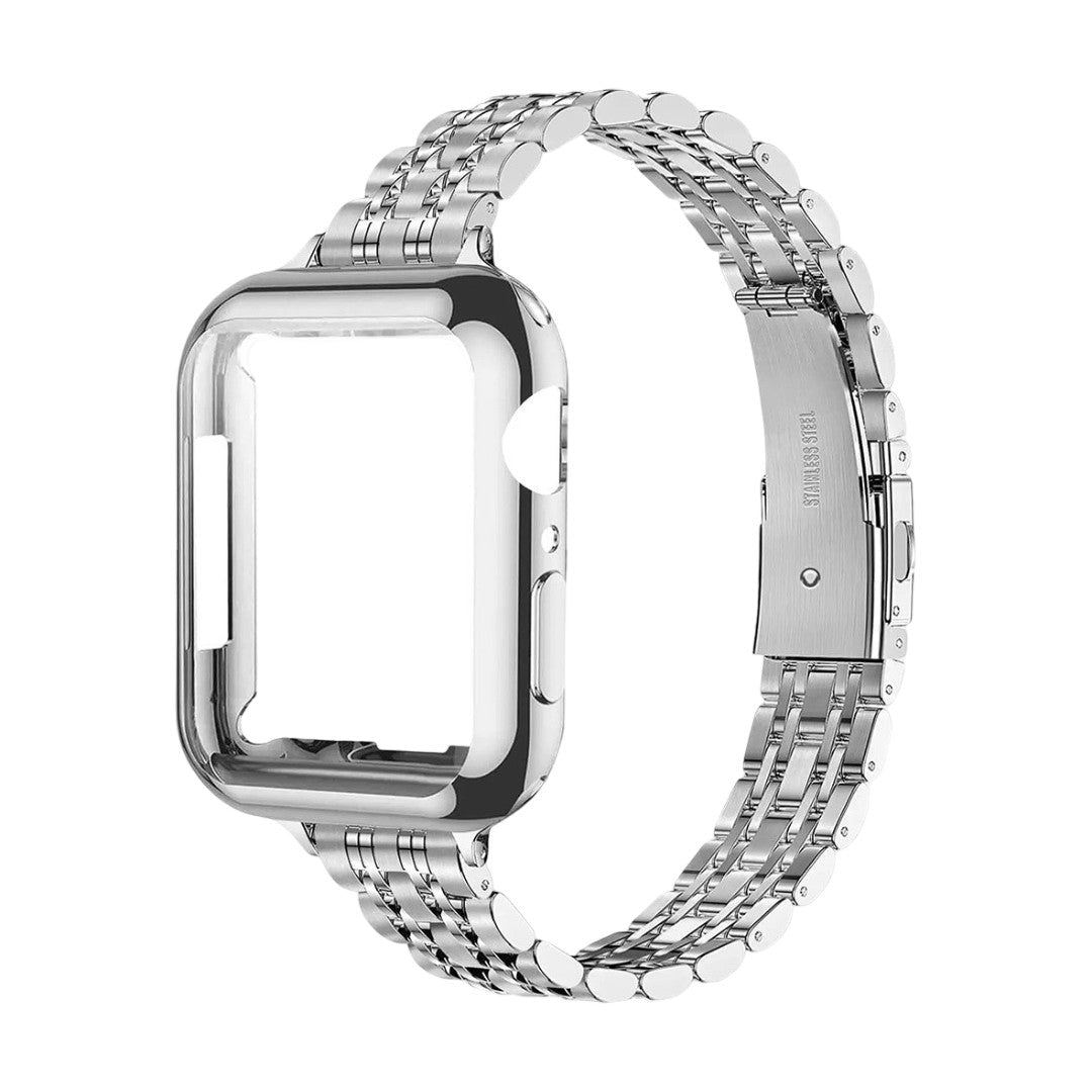 Apple Watch bracelet in stainless steel, five-row mesh with integrated case, Payda model