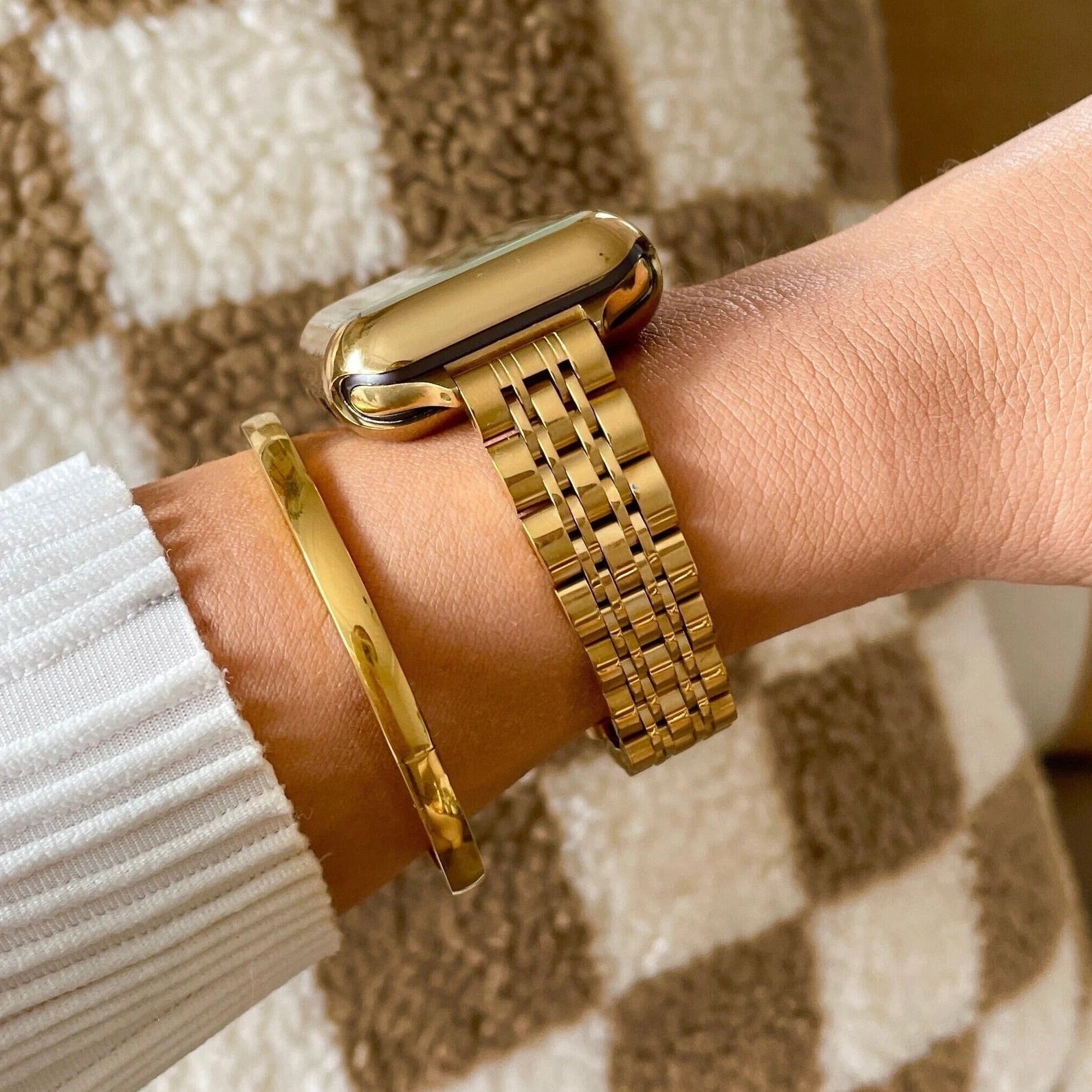 Apple Watch bracelet in stainless steel, five-row mesh with integrated case, Payda model