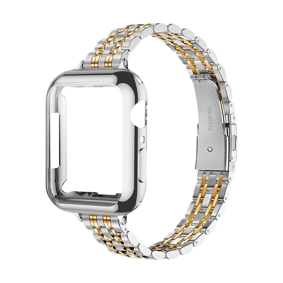 Apple Watch bracelet in stainless steel, five-row mesh with integrated case, Payda model