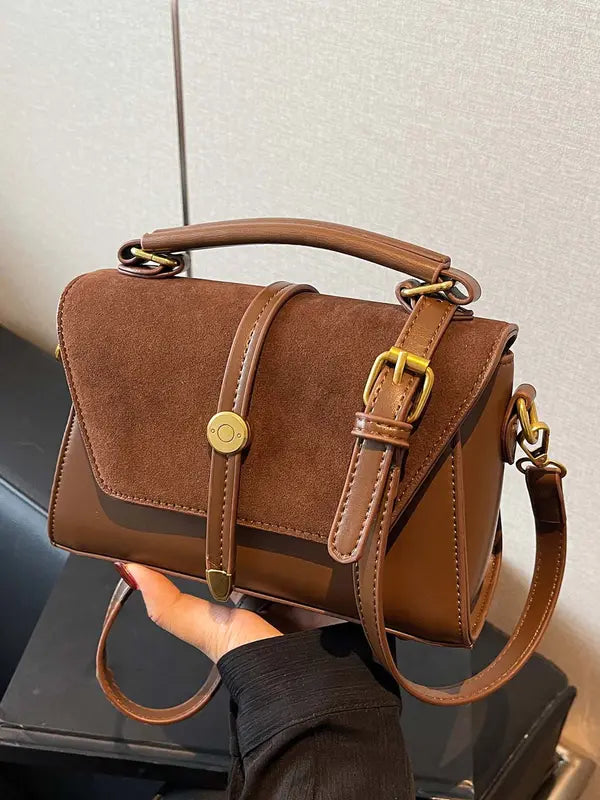 MARLYNN - Vintage-Style Small Square Shoulder Crossbody Bag with Contrast Stitching