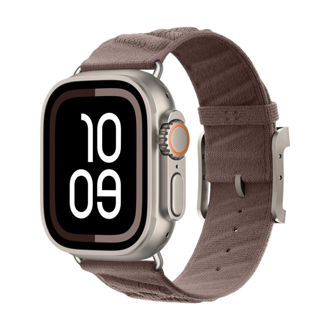 Apple Watch bracelet in braided nylon, wave pattern and raised H, pin buckle, Esmeralda model