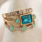 DARLENE - Vintage Blue Crystal Ring Set